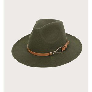 MINIMALIST Olive Green Fedora NEW